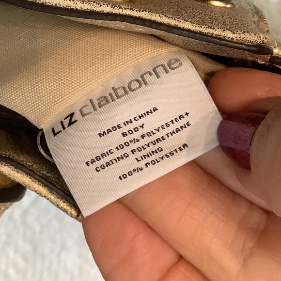NWT Liz Claiborne Gold shimmery crossbody bow satchel - Picture 5 of 12